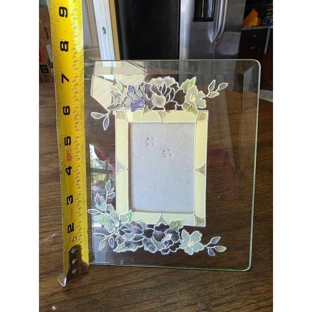 Hand-Painted Floral Glass Photo Frame‎ 3.5